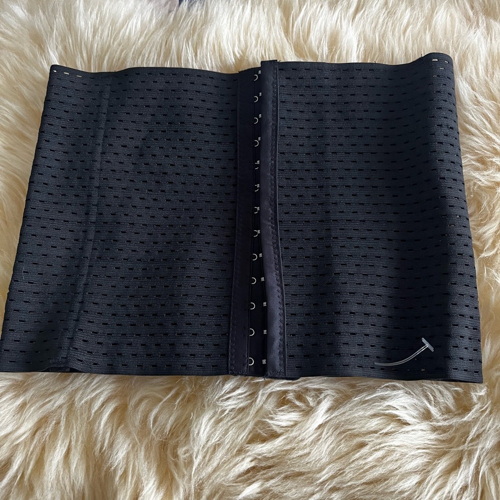 Black Waist Trainer With Hook and Eye Front Closure